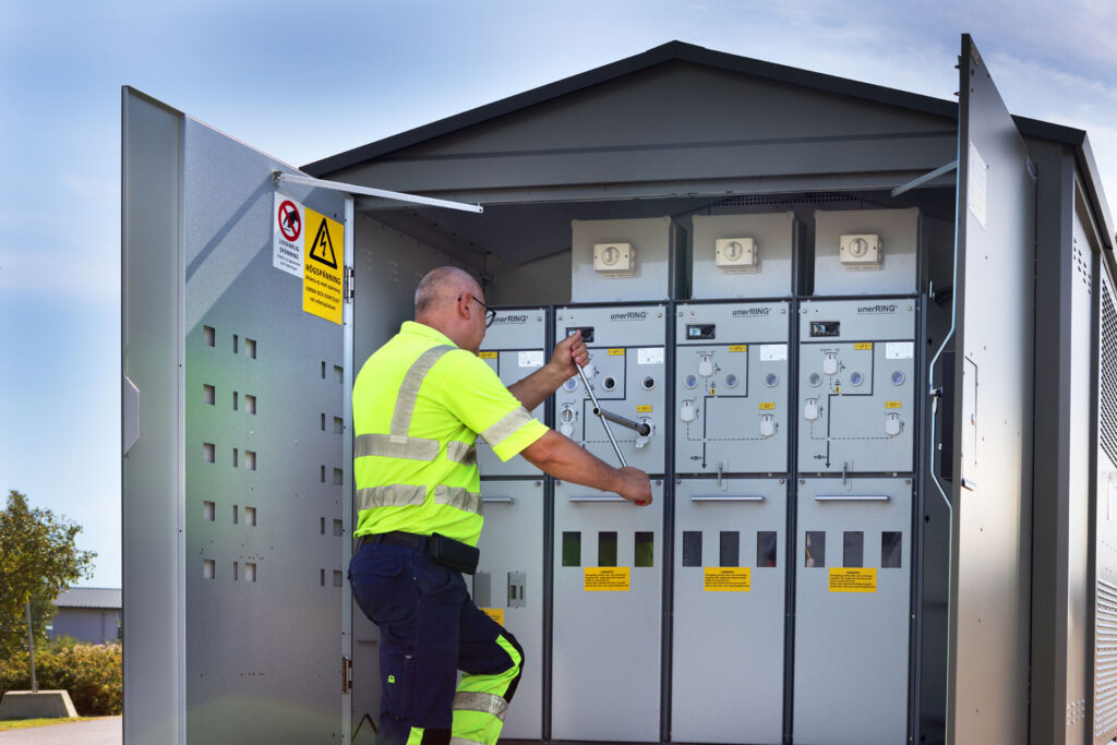 Person working on a switchgear